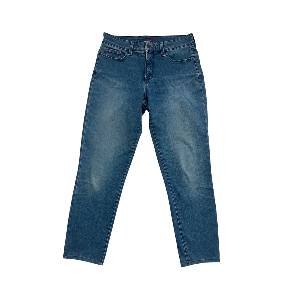 NYDJ Women 6 Blue Straight Leg Jeans Lift Tuck Technology Medium Wash Stretch
